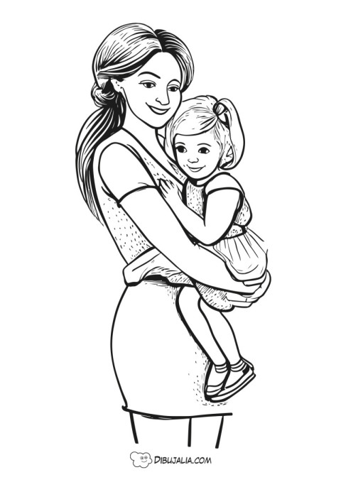 Madre con hija en brazos