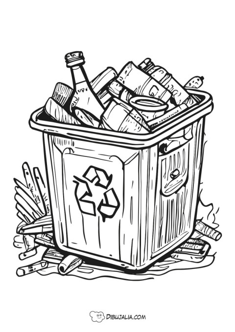 Contenedor de reciclaje lleno
