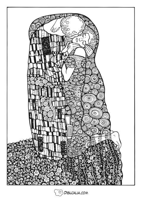 Beso de Klimt para colorear