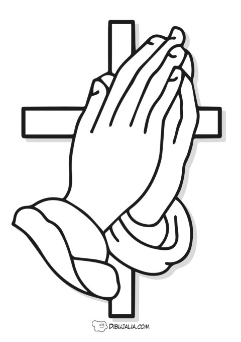 Cruz y manos de oración