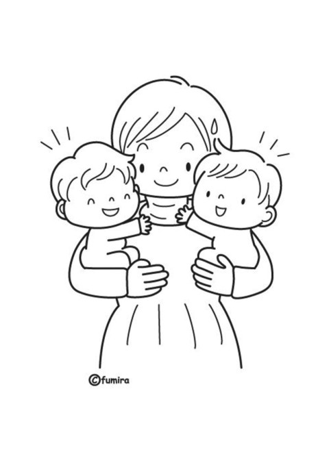 Madre con sus hijos