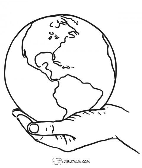 Mano Sostiene Planeta Tierra