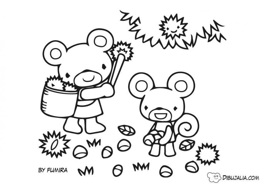 Ositos recolectando frutos secos