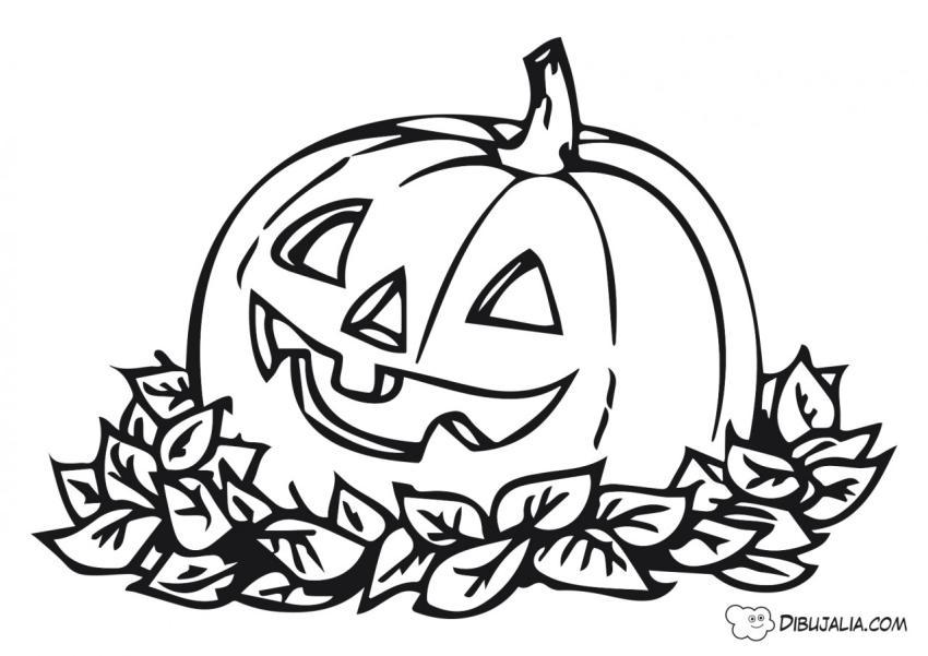 Calabaza sobre hojas