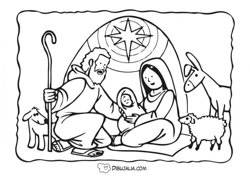 Portal de Belén con estrella de navidad