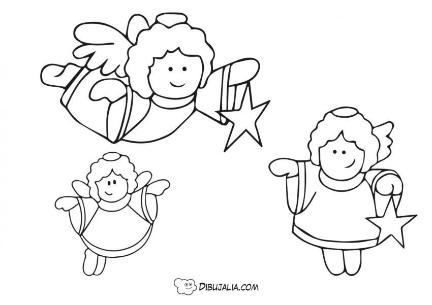 Tres ángeles con estrellas