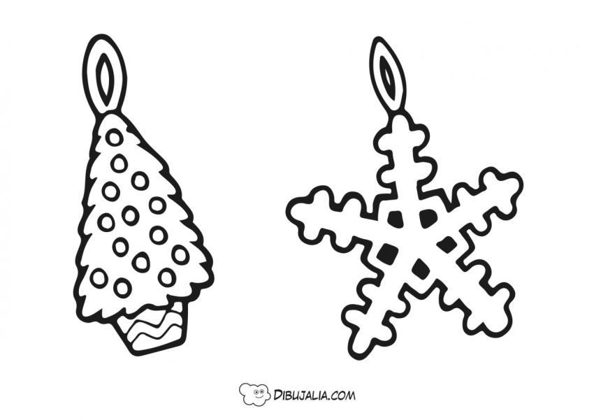 Adornos abeto y copo nieve