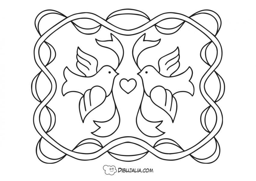 Adorno Palomas Paz con Corazón