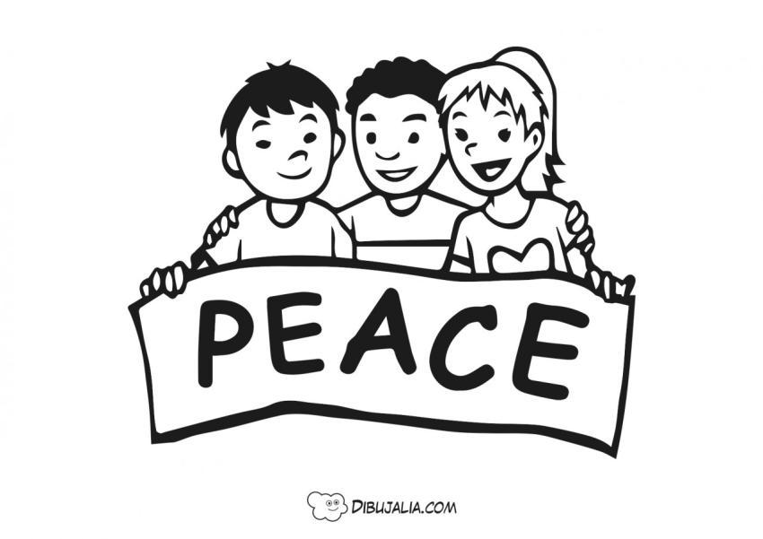 Chicos con cartel peace