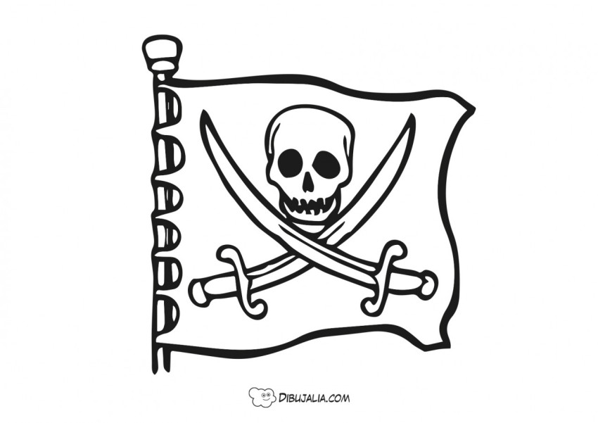 Bandera pirata con sables