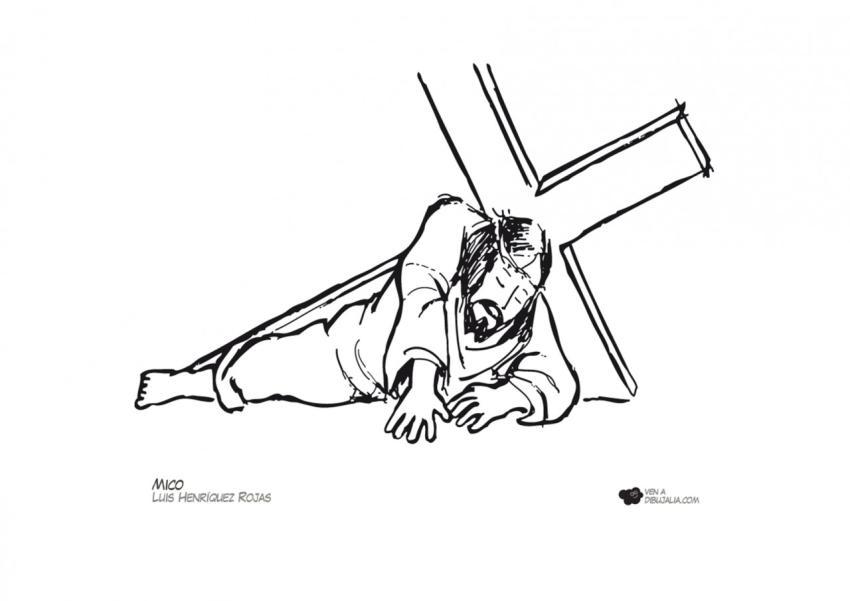 Jesús Via Crucis con cruz