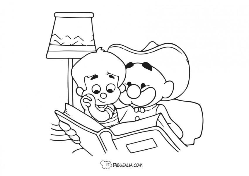 Abuelo lee con nieto