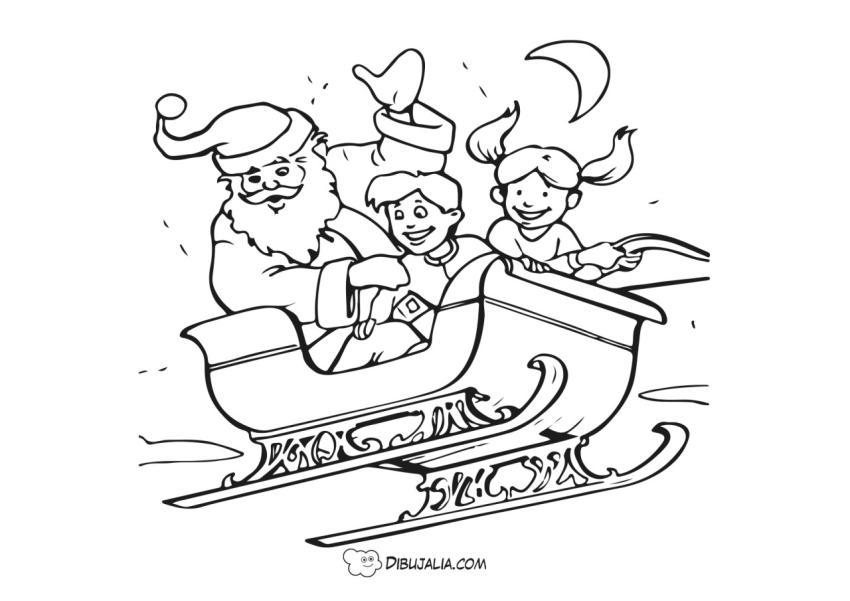 Papa noel trineo con niños