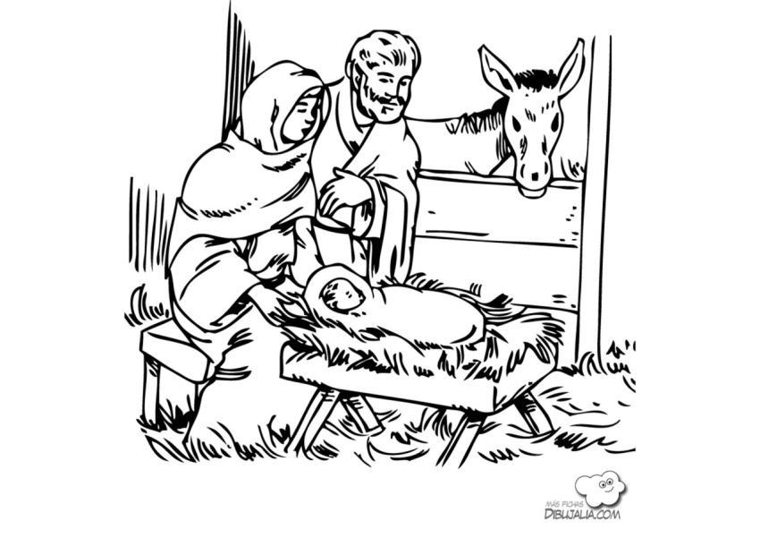 Portal de Belén en un pesebre