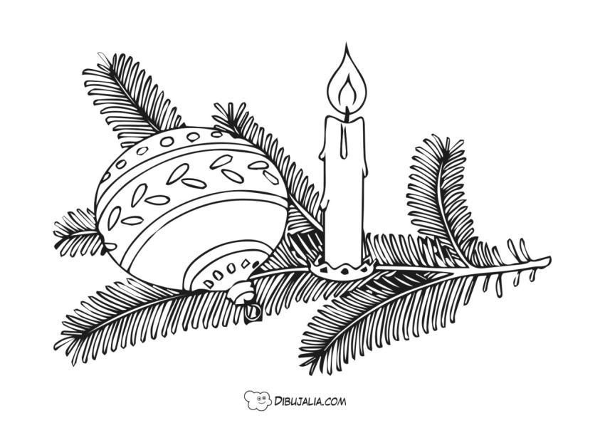 Bola de navidad y vela