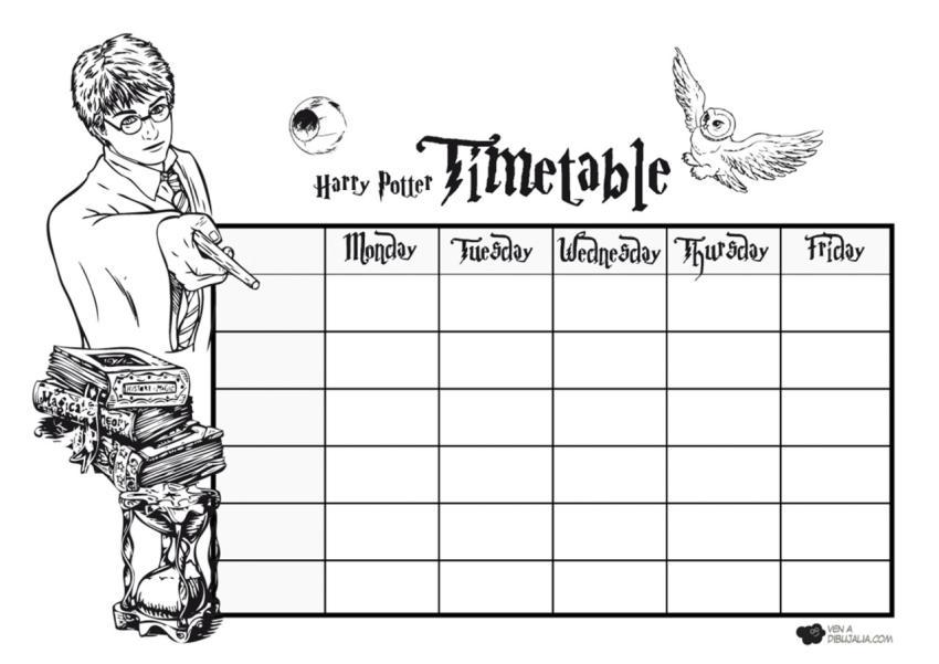 Timetable Horario de Harry Potter