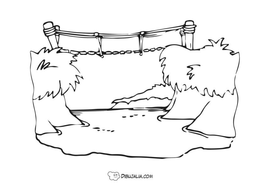 Puente colgante sobre rio