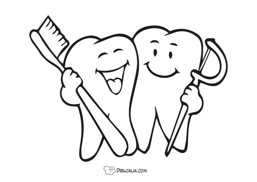 Felices dientes para colorear