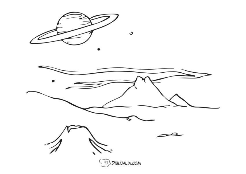 Paisaje lunar con Satunro