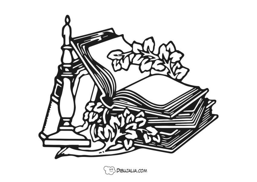 Libros junto a velas