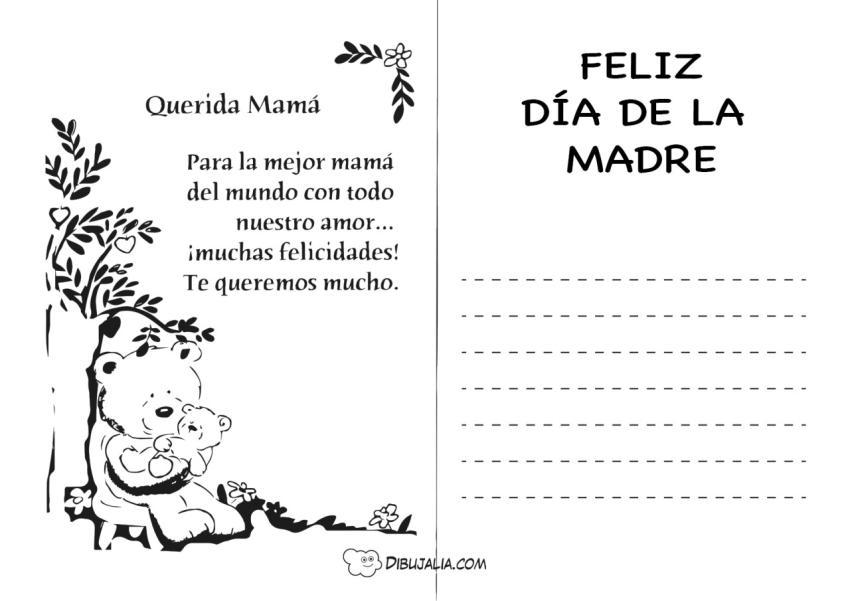 Postal del Dia Madre con Osito