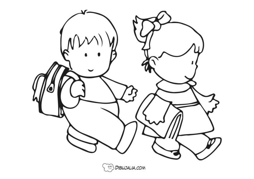 Niños camino del colegio