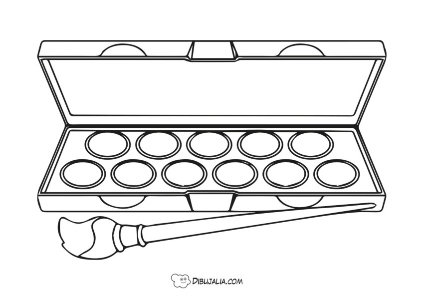 Caja de Acuarelas y pincel