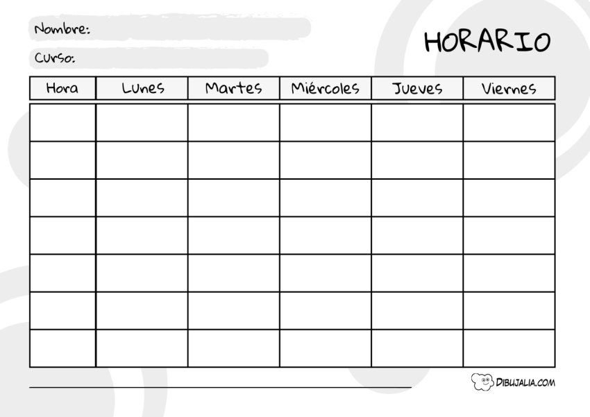 Plantilla Horario de Clases Español
