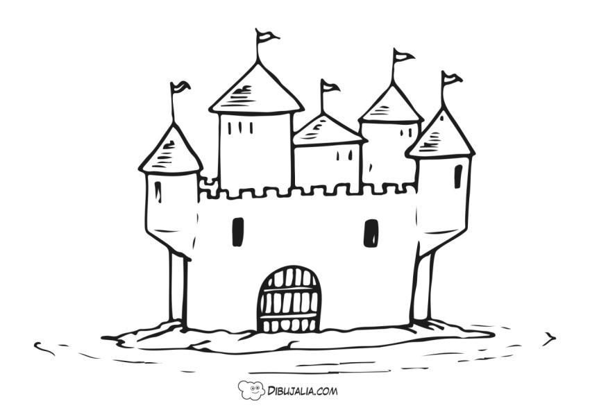 Castillo con torres y banderas