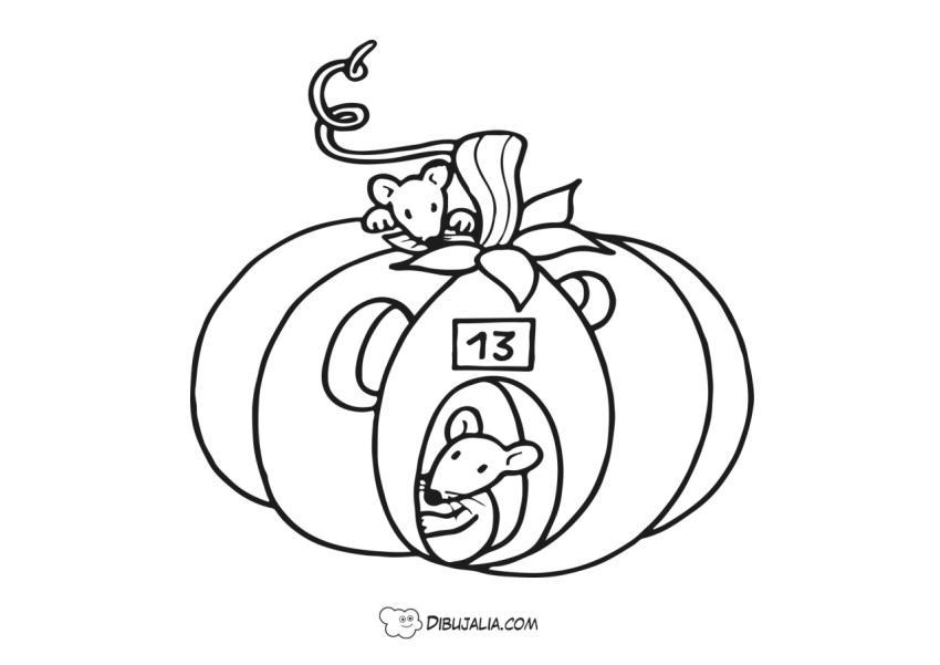 Calabaza con ratoncitos