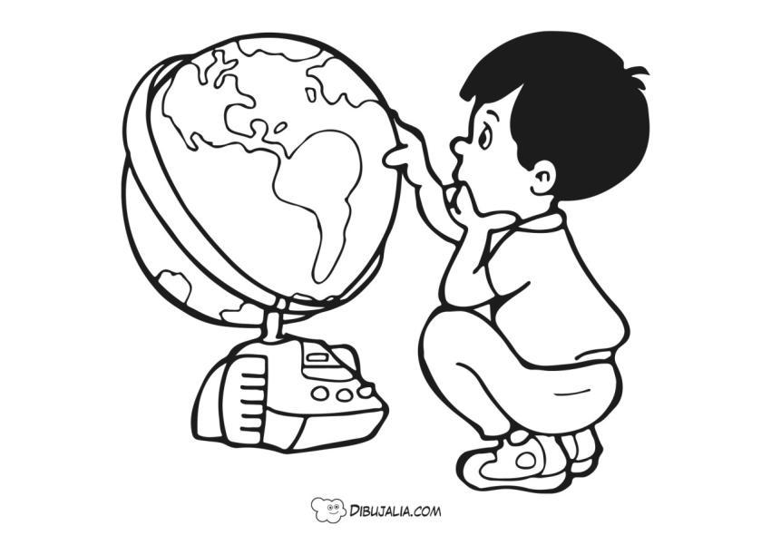 Niño con glono terráqueo