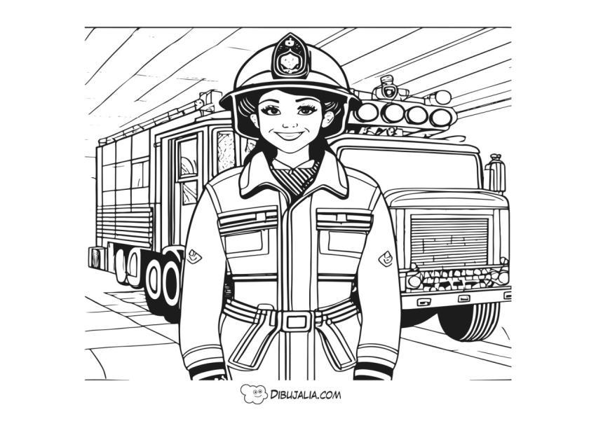 Bombera y Camión de bomberos