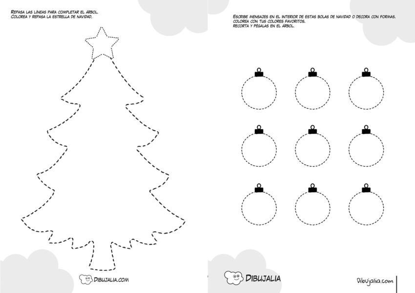 Recortable de Árbol de Navidad con bolas