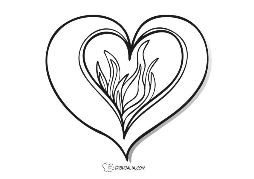 Corazon con llamas