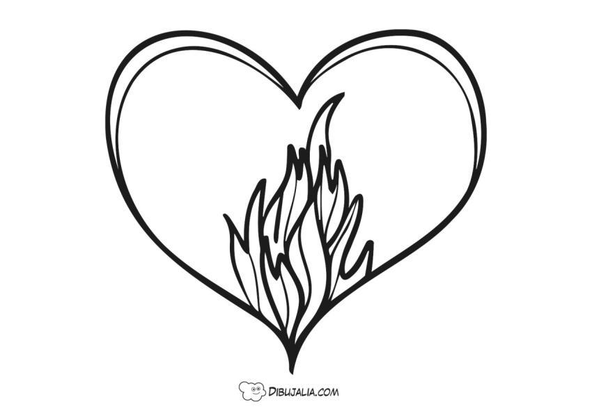 Corazón con llamas