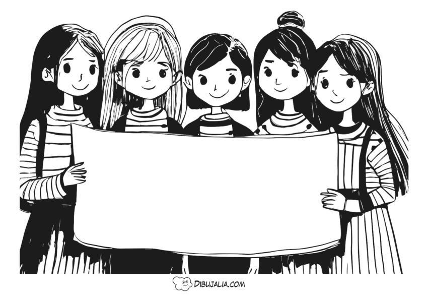 Chicas con un cartel para anuncios