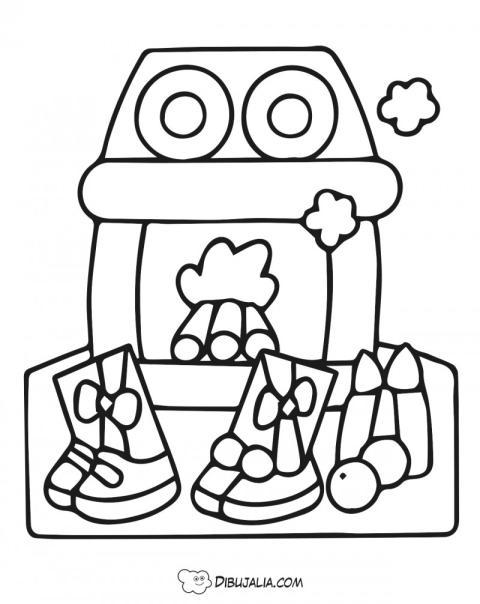 Chimenea con adornos de navidad