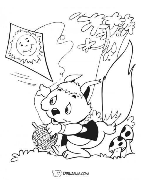 Ardilla jugando con Cometa