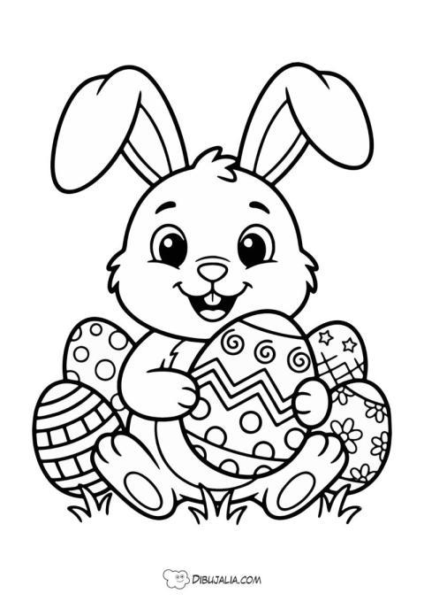 Easter bunny and easter eggs