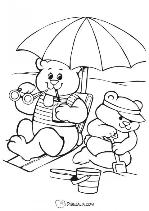 Osos playa sombrilla