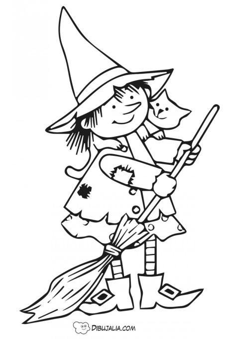 Bruja linda con escoba