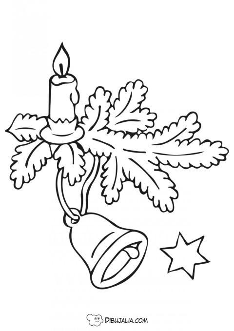 Campana con vela y adornos
