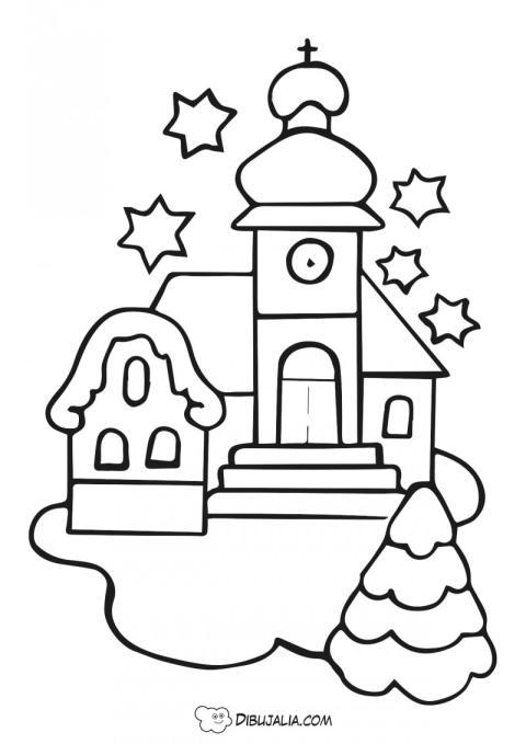Iglesia en Navidad con nieve