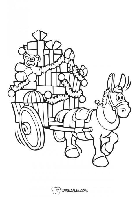 Carro con regalos de navidad