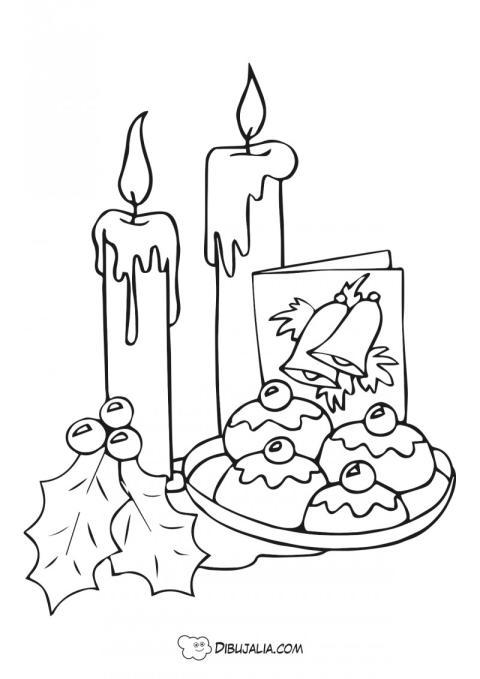 Dulces y postal navidad