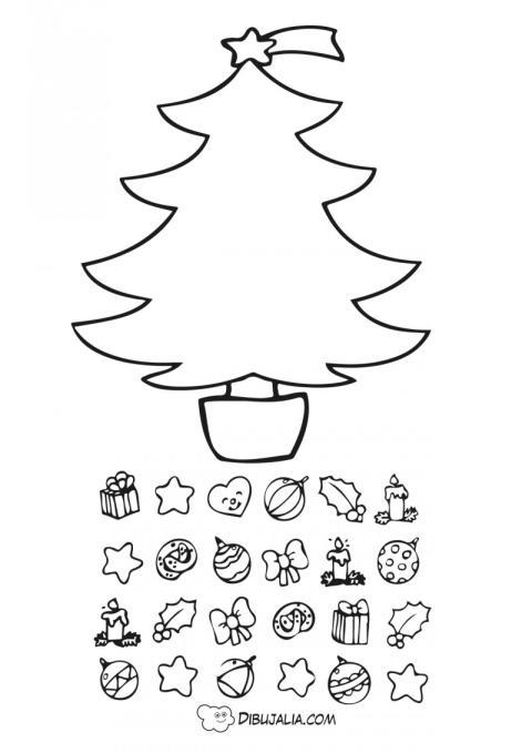 Árbol con adornos recotables