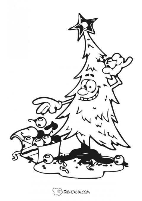 Divertido árbol con bolas navidad