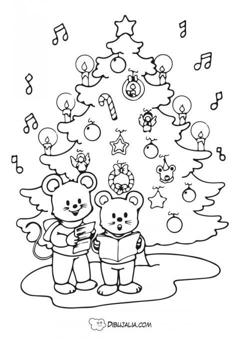 Árbol de Navidad con villancicos