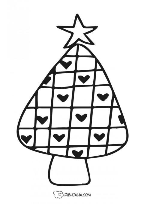 Corazones en un árbol de navidad