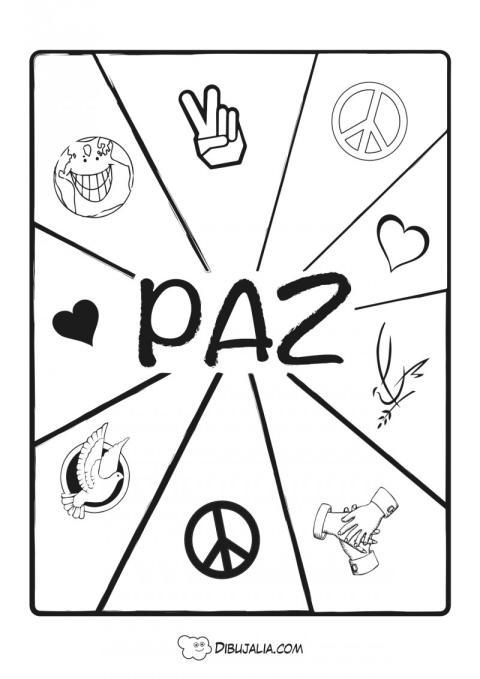 Poster Paz y simbolos representativos